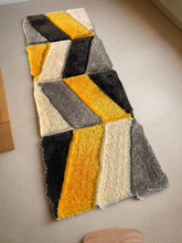 Load image into Gallery viewer, Gray with Yellow 3D Cut Collection Classical Look Shaggy Carpet/Rug