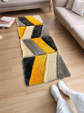 Load image into Gallery viewer, Gray with Yellow 3D Cut Collection Classical Look Shaggy Carpet/Rug
