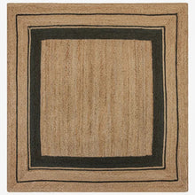 Load image into Gallery viewer, Square Border Braided Natural Rug Hand Woven Jute/Rug - Black, Beige