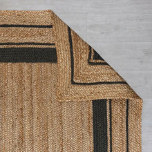Load image into Gallery viewer, Square Border Braided Natural Rug Hand Woven Jute/Rug - Black, Beige