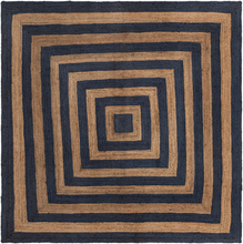 Load image into Gallery viewer, Square Border Braided Natural Rug Hand Woven Jute/Rug - Beige, Black