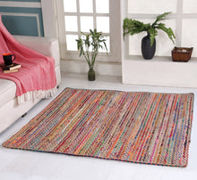 Load image into Gallery viewer, Square Braided Natural Rug Hand Woven Jute/Rug - Multicolor