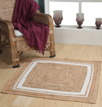 Load image into Gallery viewer, Square Braided Natural Rug Hand Woven Jute/Rug - White, Beige