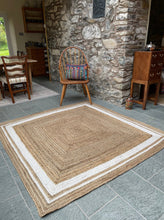 Load image into Gallery viewer, Square Braided Natural Rug Hand Woven Jute/Rug - White, Beige