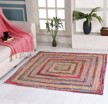 Load image into Gallery viewer, Square Braided Natural Rug Hand Woven Jute/Rug - Multi, Beige