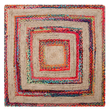 Load image into Gallery viewer, Square Braided Natural Rug Hand Woven Jute/Rug - Multi, Beige