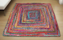 Load image into Gallery viewer, Square Braided Rug Hand Woven Mat/Rug - Multicolor