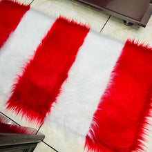 Load image into Gallery viewer, Red & White Bedside Faux Fur Runner, Luxury Fluffy Runner