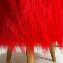 Load image into Gallery viewer, Bohemian Home Round Utility Padded Stool/ Ottoman Natural Finish - 4 Leg, Red Faux Fur