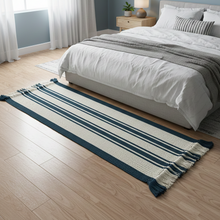 Load image into Gallery viewer, Luxurious Microfiber Braided Runner White, Blue - 2 Feet x 5 Feet
