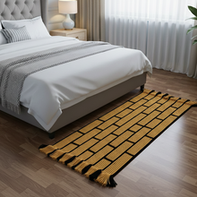 Load image into Gallery viewer, Luxurious Microfiber Geometric Braided Runner Mustard & Black - 2 Feet x 5 Feet