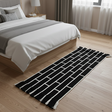 Load image into Gallery viewer, Luxurious Microfiber Geometric Braided Runner Black & White - 2 Feet x 5 Feet