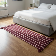 Load image into Gallery viewer, Luxurious Microfiber Geometric Braided Runner Purple & White - 2 Feet x 5 Feet
