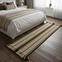 Load image into Gallery viewer, Luxurious Microfiber crafted braided Bedside Runner Brown, Beige - 2 Feet x 5 Feet