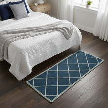 Load image into Gallery viewer, Luxurious Microfiber crafted braided Bedside Runner Blue - 2 Feet x 5 Feet