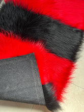 Load image into Gallery viewer, Black & Red Bedside Faux Fur Runner, Luxury Fluffy Runner