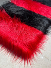 Load image into Gallery viewer, Black & Red Bedside Faux Fur Runner, Luxury Fluffy Runner
