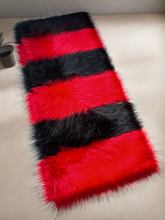 Load image into Gallery viewer, Black & Red Bedside Faux Fur Runner, Luxury Fluffy Runner