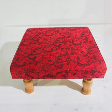 Load image into Gallery viewer, Small Chowki/Stool Square Utility Padded Natural Finish - Red_Multi (4-Leg)