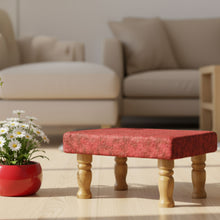 Load image into Gallery viewer, Small Chowki/Stool Square Utility Padded Natural Finish - Red_Multi (4-Leg)