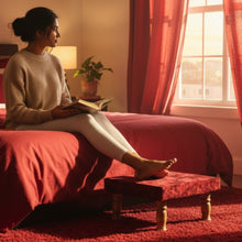 Load image into Gallery viewer, Small Chowki/Stool Square Utility Padded Natural Finish - Red_Multi (4-Leg)