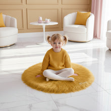 Load image into Gallery viewer, Golden Round Faux Fur Rug, Luxury Fluffy Area Rug - 80x80 cm