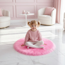 Load image into Gallery viewer, Pink Round Faux Fur Rug, Luxury Fluffy Area Rug - 80x80 cm