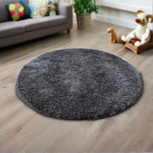 Load image into Gallery viewer, Plain Grey - Premium Round Shaggy Rug