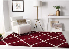 Load image into Gallery viewer, SOFT SHAG MOROCCAN MAROON/IVORY AREA RUG