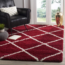 Load image into Gallery viewer, SOFT SHAG MOROCCAN MAROON/IVORY AREA RUG