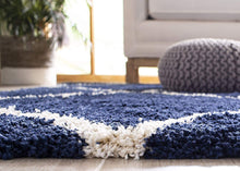 Load image into Gallery viewer, SOFT SHAG MOROCCAN NAVY BLUE/IVORY AREA RUG