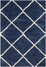 Load image into Gallery viewer, SOFT SHAG MOROCCAN NAVY BLUE/IVORY AREA RUG