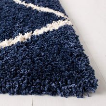 Load image into Gallery viewer, SOFT SHAG MOROCCAN NAVY BLUE/IVORY AREA RUG
