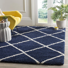 Load image into Gallery viewer, SOFT SHAG MOROCCAN NAVY BLUE/IVORY AREA RUG