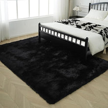 Load image into Gallery viewer, Luxury High-Pile Microfiber Shag Carpet – Soft, Non-Slip Plush Accent Rug for Home Decor, Black