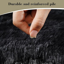 Load image into Gallery viewer, Luxury High-Pile Microfiber Shag Carpet – Soft, Non-Slip Plush Accent Rug for Home Decor, Black