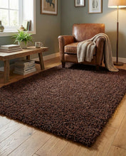 Load image into Gallery viewer, Premium Brown Microfiber Shag Area Rug – Ultra-Soft, High-Pile Cozy Living Room Carpet (Chocolate Brown)