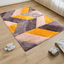 Load image into Gallery viewer, Gray with Yellow 3D Cut Collection Classical Look Shaggy Carpet/Rug