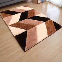 Load image into Gallery viewer, Brown with Beige 3D Cut Collection Classical Look Shaggy Carpet/Rug