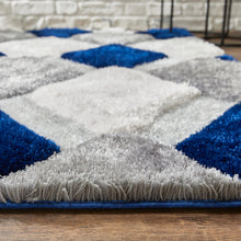 Load image into Gallery viewer, Silver With Blue Multi Modern Premium Shaggy Rug