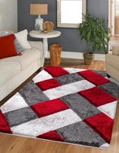 Load image into Gallery viewer, Red & Grey Multi Modern Premium Shaggy Rug