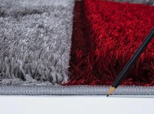 Load image into Gallery viewer, Red & Grey Multi Modern Premium Shaggy Rug