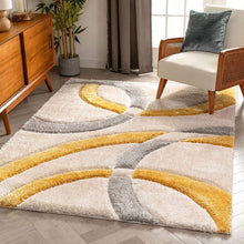 Load image into Gallery viewer, Ivory With Yellow Latest Modern Shaggy Rug