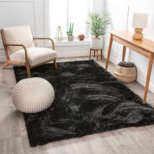 Load image into Gallery viewer, Modern Black Shag Area Rug – Super Soft Microfiber Plush Carpet Floor Mat, Non-Shedding & Anti-Skid Accent Rug for Home Decor