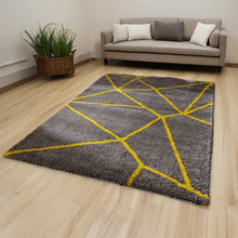 Load image into Gallery viewer, Yellow & Silver Premium Modern Shaggy Rug
