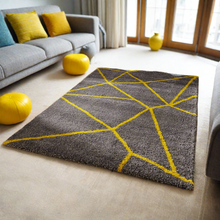 Load image into Gallery viewer, Yellow & Silver Premium Modern Shaggy Rug