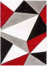 Load image into Gallery viewer, Red & Black Triangle Modern Shaggy Rug/Mat/Carpet
