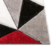 Load image into Gallery viewer, Red & Black Triangle Modern Shaggy Rug/Mat/Carpet