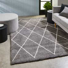Load image into Gallery viewer, Grey With Ivory Stylish Shaggy Rug