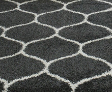 Load image into Gallery viewer, Modern Plush Charcoal Gray Shag Carpet – High-Pile Microfiber Trellis Patterned Floor Mat for Home & Living Decor